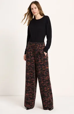 LANIUS Lanius Damen vegan Hose Mit Weitem Bein Animal-Print Braun – Produktbild 1 von 1