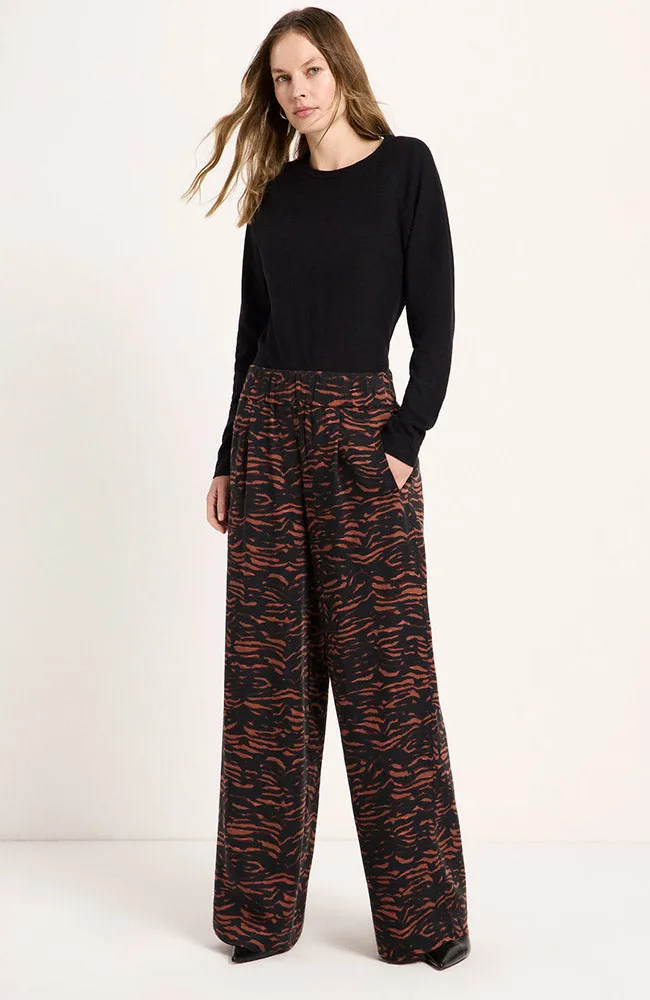 LANIUS Lanius Damen vegan Hose Mit Weitem Bein Animal-Print Braun, Braun, – Produktbild 1 von 2
