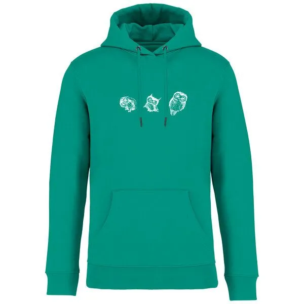 Greenspired Greenspired Basic Bio Unisex Hoody Nr. 4 Three Owls 350g/m² XXS - 3 XL, Edelsteingrün, – Produktbild 1 von 1