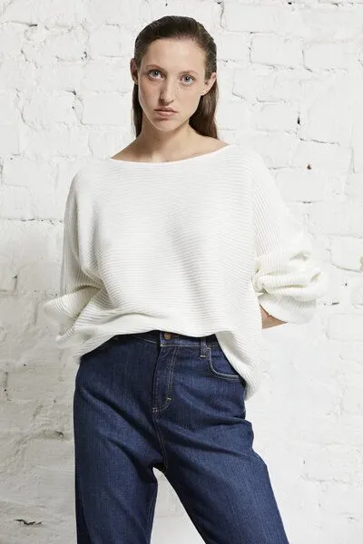 Wunderwerk Wunderwerk Damen Pullover aus Bio Baumwolle "Boatneck small crossrib", Ivory (ivory 103), – Produktbild 3 von 4