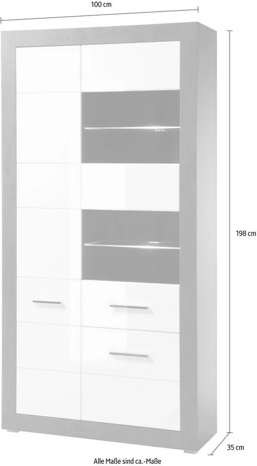 Home affaire Vitrine Etero Höhe 198 cm, Grau, – Produktbild 5 von 5