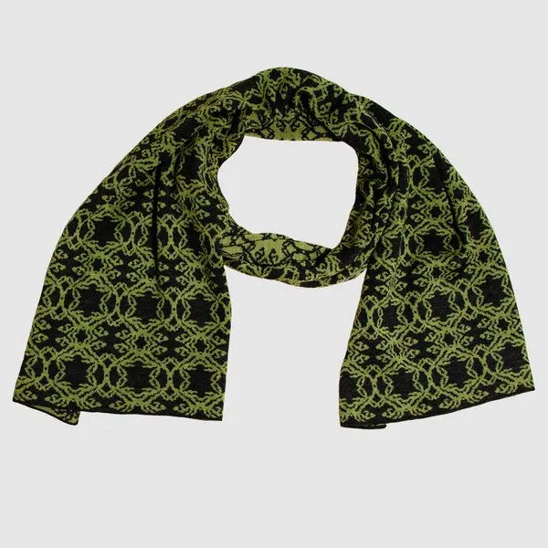 LANARTO slow fashion LANARTO slow fashion Schal Muster 'Kranz' zweifarbig gestrickt aus Merinowolle, Grau (anthrazit), – Produktbild 3 von 3