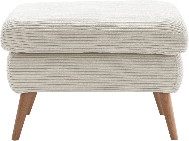exxpo - sofa fashion Hocker Scandi bequem und elegant mit hohem Holzfuß, bequem und elegant mit hohem Holzfuß, Beige, – Produktbild 1 von 5