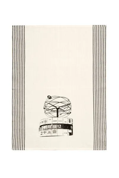 Hirschkind Hirschkind Bio & Fair-Trade-Geschirrtuch "Weltzeituhr", Natur, – Produktbild 2 von 2