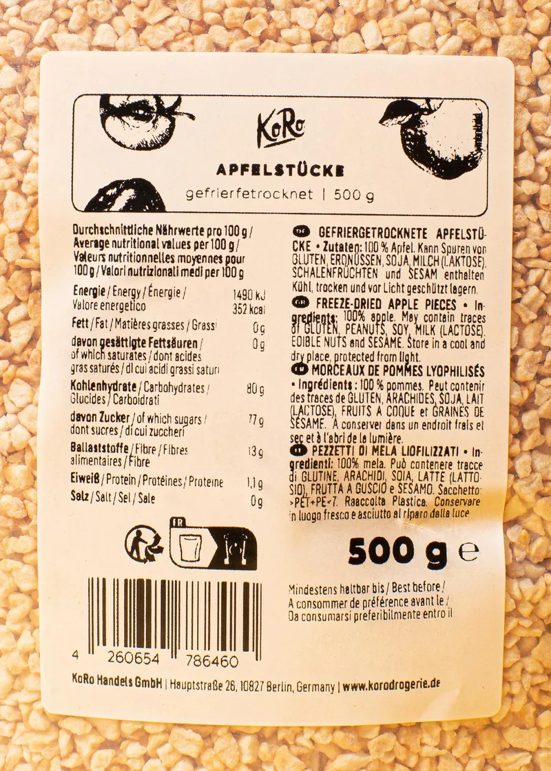 KoRo Gefriergetrocknete Apfelstücke 500 g – Produktbild 3 von 5