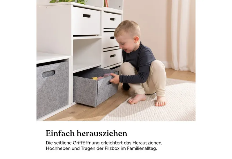 Ehrenkind Aufbewahrungsbox Filzbox (3 Größen, 3 Farben), Formstabil & faltbar, Grau, – Produktbild 4 von 5