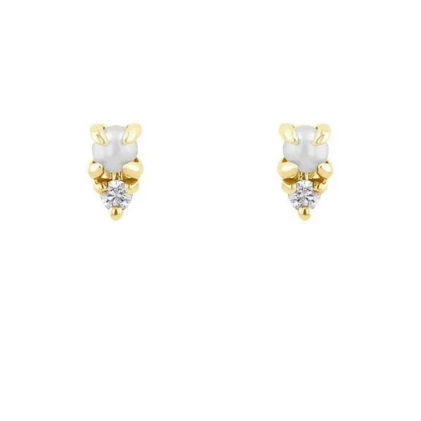 Eppi Eppi Goldene Ohrstecker mit Perlen und Lab Grown Diamanten Clarice – Produktbild 2 von 2