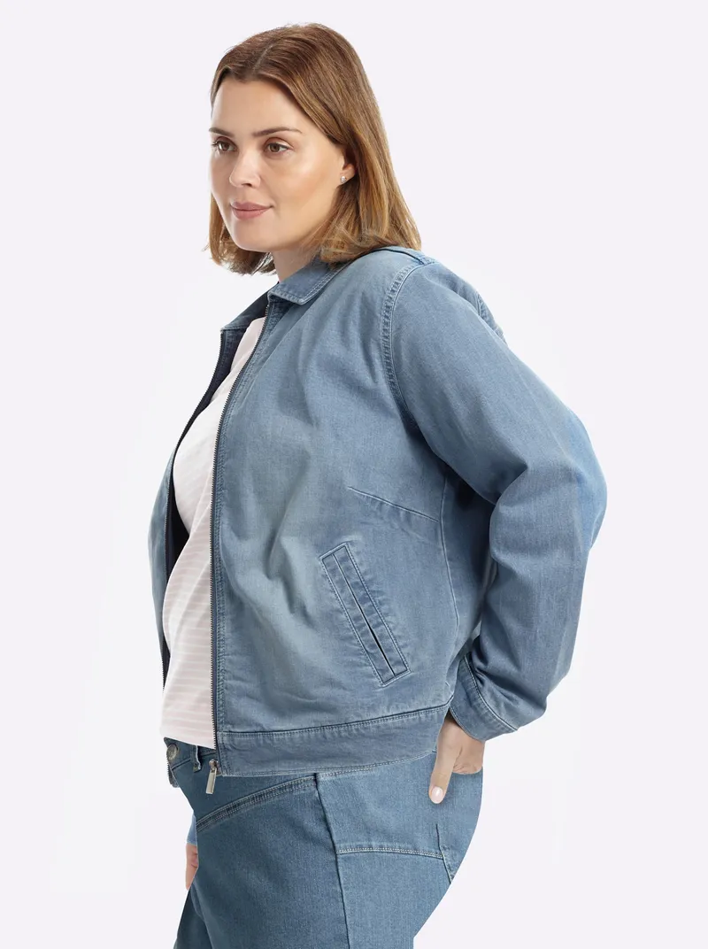 sheego Jeansjacke, Blue-bleached, – Produktbild 1 von 2