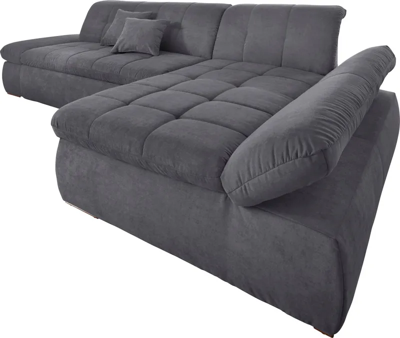 DOMO collection Ecksofa NMORIC XXL, 300x172x80cm, viel Platz, bequem, L-Form, wahlweise mit Bettfunktion und Armlehnverstellung, Grau, – Produktbild 1 von 8