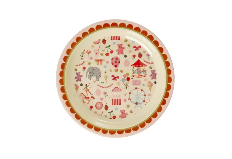 RICE RICE Teller Rice Melamin Teller Pink - Fun Fair Print, Bunt, – Produktbild 1 von 2