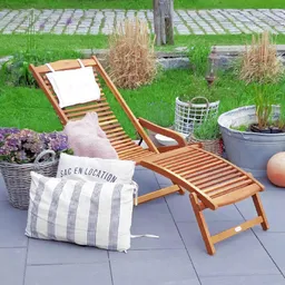 Casaria® Gartenliege Akazienholz inkl Kopfkissen 166x70x70cm – Produktbild 1 von 1