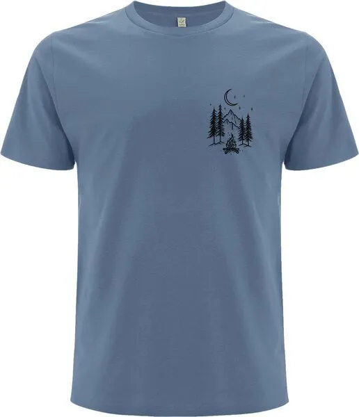 Spreecult Spreecult Kleines Lagerfeuer - Bio und Fair - Männer Unisex T-Shirt - Zelten Wald Camping, Blau, – Produktbild 3 von 3