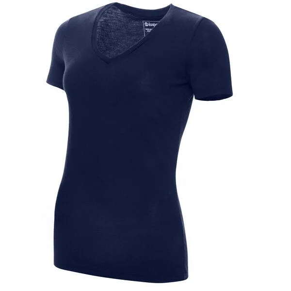 Kaipara - Merino Sportswear Kaipara - Merino Sportswear Merino Shirt Kurzarm Slimfit V-Neck 200, Blau, – Produktbild 2 von 2