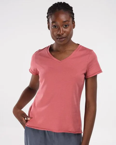 Alma & Lovis Alma & Lovis Shirt aus Bio-Baumwolle | V-Neck Shirt, Rosenholz (rot), – Produktbild 1 von 3