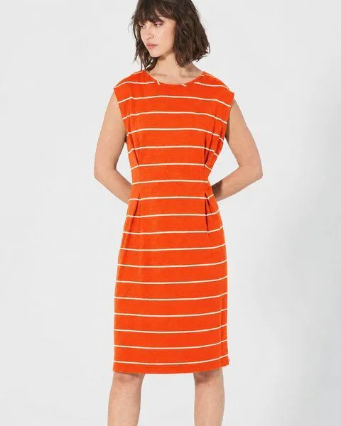 HempAge HempAge Gestreiftes Kleid Hanf/Biobaumwolle, Nectarine (orange), – Produktbild 2 von 4