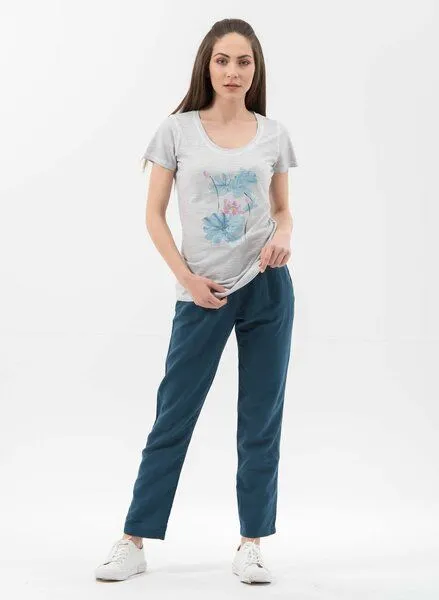 ORGANICATION ORGANICATION Garment Dyed T-Shirt aus Bio-Baumwolle mit Blumen-Print, Grey, – Produktbild 2 von 4