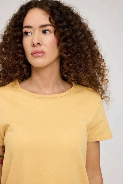 Mazine Mazine Linen-Mix Basic T-Shirt für Frauen - aus Biobaumwolle, Banana (gelb), – Produktbild 3 von 3