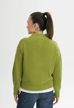 MELA MELA Damen vegan Strickpullover Mit Rippmuster Kimaya Seaweed – Produktbild 1 von 1
