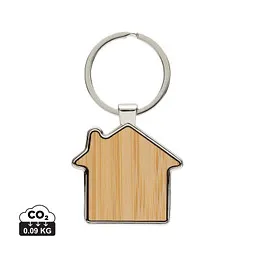 XD Collection XD Collection Schlüsselring Haus aus RCS rec. Zinklegierung mit Bambus, Silber / braun, – Produktbild 1 von 1