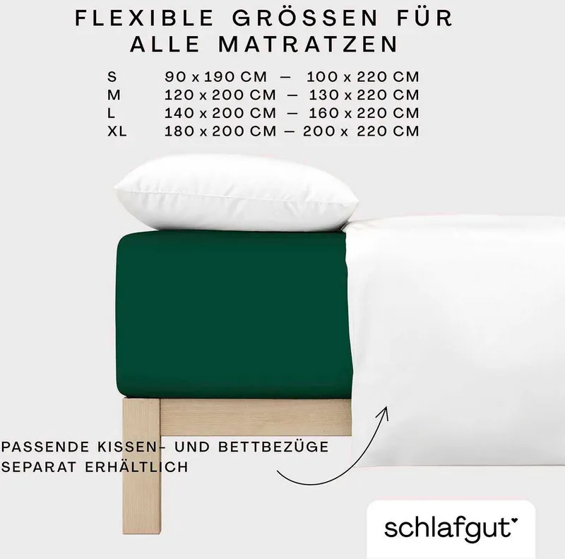Schlafgut Schlafgut Spannbettlaken PURE BOXSPRING Bio-Baumwolle mit Elasthan, 170 g/m², Bettlaken, Jersey-Elasthan, Gummizug: rundum, (1 Stück), PREMIUM Boxspringbett Laken bis 40 cm Höhe, dehnbar blickdicht, straff, Grau, – Produktbild 1 von 5