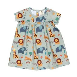 Walkiddy Baby Kleid GOTS zertifiziert, Bio-Baumwolle, hellgrün, Safari-Muster, Kurzarm, leicht & weich – Walkiddy – Produktbild 1 von 1