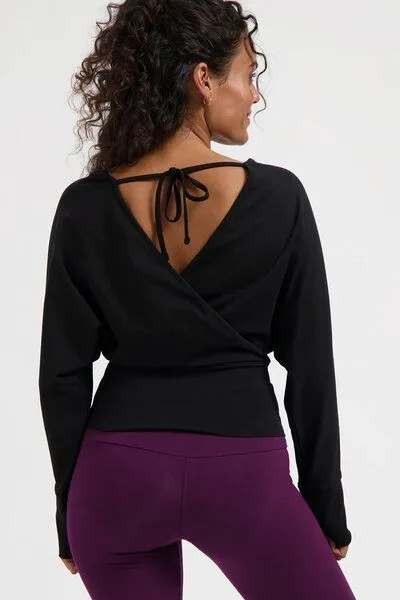 Urban Goddess Urban Goddess Ala Yoga Longsleeve Wrap Top, Onyx black (schwarz), – Produktbild 2 von 4