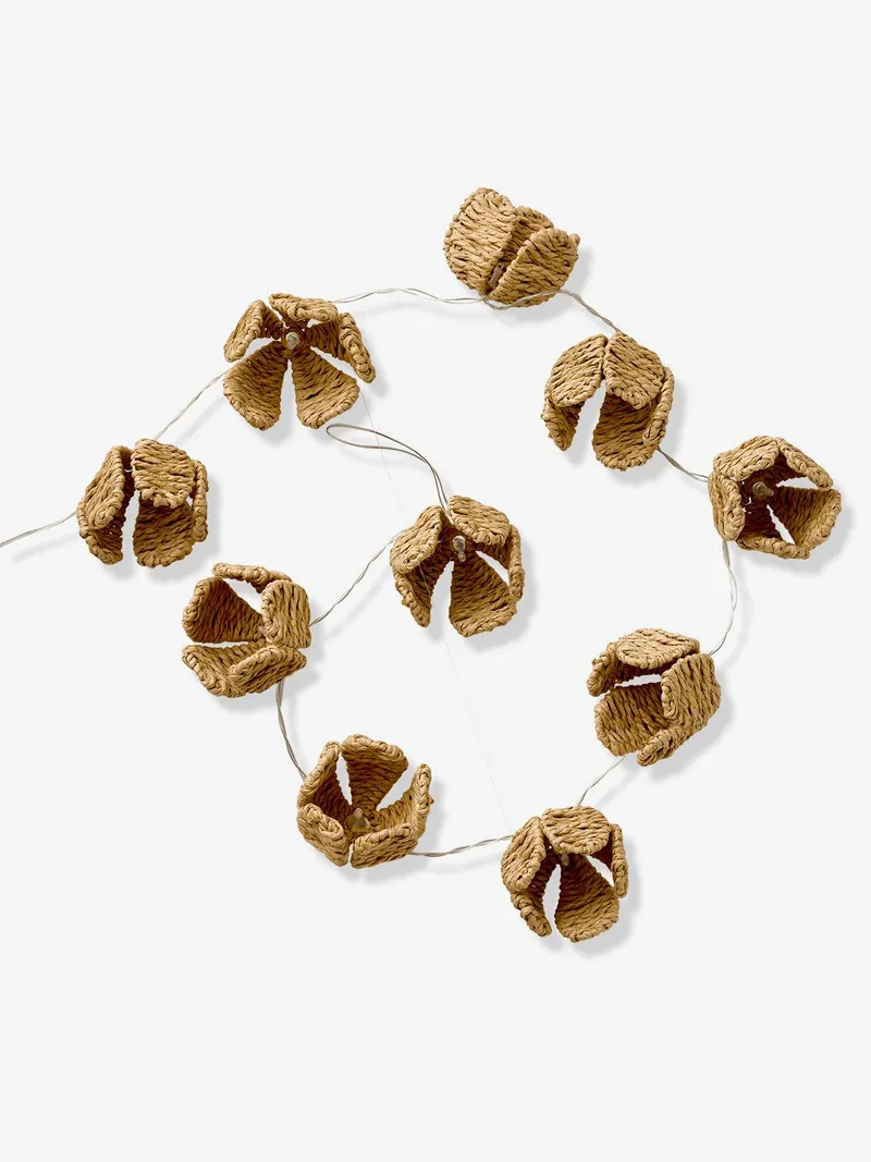 Vertbaudet Lichterkette mit Rattan-Blumen Kinderzimmer, Beige, – Produktbild 2 von 3