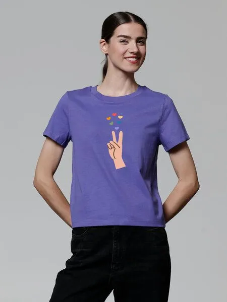 watapparel watapparel T-Shirt Frauen Spread Love, Purple love, – Produktbild 2 von 3