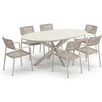 Gartenmöbel-Set "Fellow" 7-tlg. 1 Tisch 145/200 x 145 cm, 6 Sessel, sand – Produktbild 1 von 1