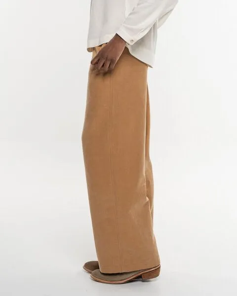 Alma & Lovis Alma & Lovis Weite Marlenehose aus softem Cotton-Lyocell-Mix | Luxury Marlene, Sahara gold (gelb-beige), – Produktbild 4 von 4