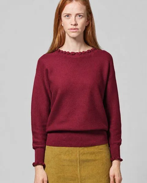 HempAge HempAge Edler Strickpullover Hanf/Biobaumwolle, Cuvee(rot), – Produktbild 2 von 3
