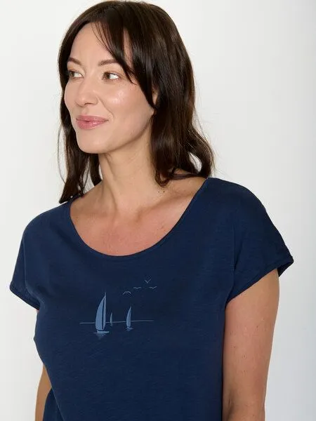 GreenBomb GREENBOMB Sailling Vessel Cool - Lässiges T-Shirt aus Bio-Baumwolle / hochwertiger Print / GOTS / Fair & Vegan, Blau (marineblau), – Produktbild 2 von 4