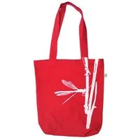 HANDGEDRUCKT HANDGEDRUCKT "Frühe Adonislibelle" Shopper aus BAUMWOLLE kbA, Lila, – Produktbild 1 von 1