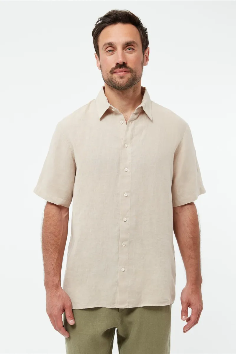 Givn Givn Herren vegan Hemd Kurzarm Koda Oat Beige, Beige, – Produktbild 2 von 2