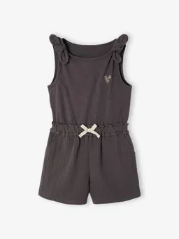 Vertbaudet Kurzer Mädchen Jumpsuit aus Materialmix – Produktbild 1 von 1