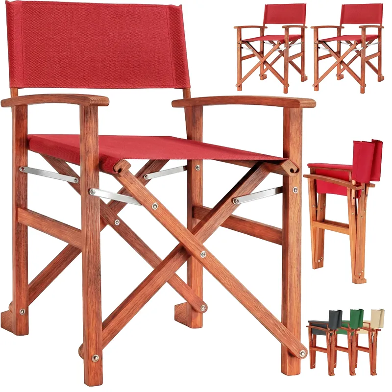 Casaria® Regiestuhl Rot 2er-Set Eukalyptusholz FSC®-zertifiziert Klappbar – Produktbild 1 von 2