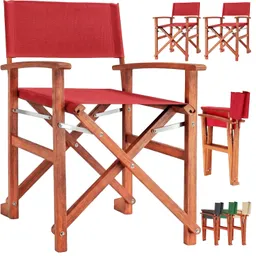 Casaria® Regiestuhl Rot 2er-Set Eukalyptusholz FSC®-zertifiziert Klappbar – Produktbild 1 von 1