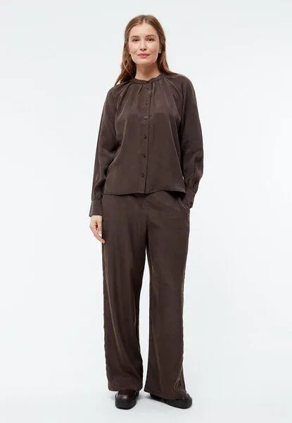 Givn Berlin Givn Berlin Bluse GBSMILLA mit Puffärmeln aus TENCEL mit Peach-Effekt, Coffee brown, – Produktbild 3 von 4
