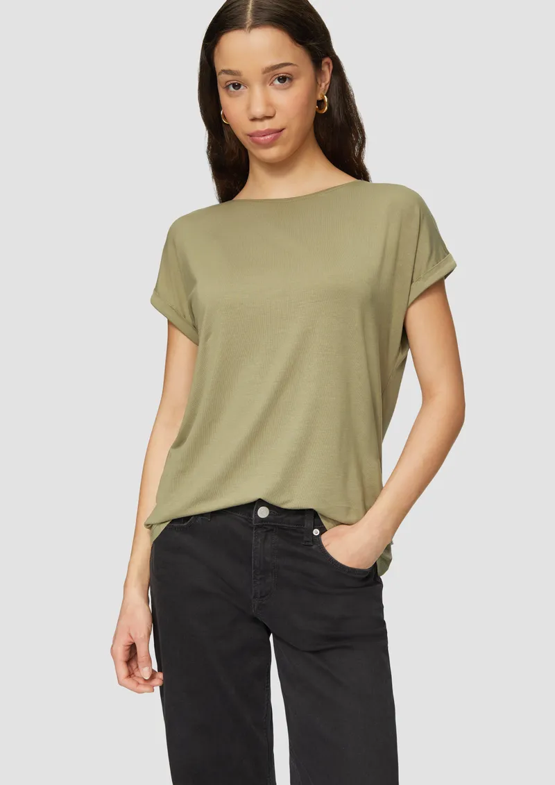 QS QS T-Shirt aus Lyocellmix, Olive, – Produktbild 2 von 7