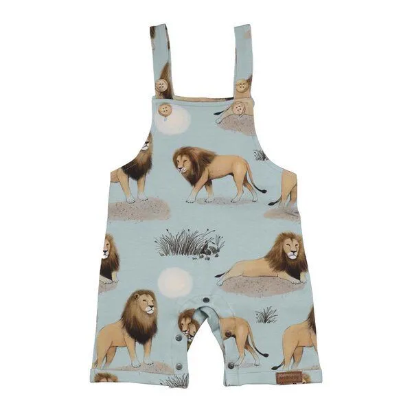Walkiddy Latzstrampler Grün Löwen-Allover Bio-Baumwolle GOTS – Walkiddy – Produktbild 1 von 3