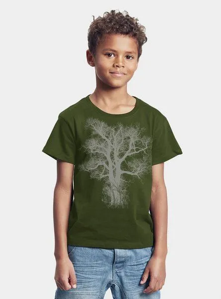 Peaces.bio - handbedruckte Biomode Peaces.bio - handbedruckte Biomode Bio-Kinder T-Shirt Chestnut, Waldgrün, – Produktbild 2 von 2