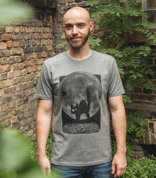 päfjes päfjes T-Shirt "Katze" Minka Fauch - Fair Wear Männer T-Shirt - Mid Heather Grey – Produktbild 2 von 4