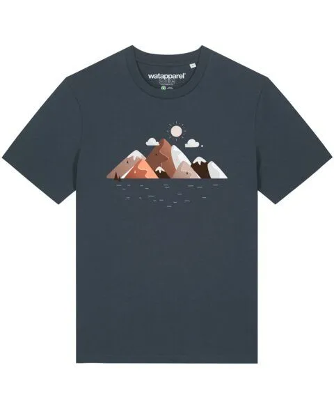 watapparel watapparel T-Shirt Unisex Mountains & Moon, India ink grey, – Produktbild 1 von 4