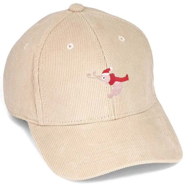 LIGARTI Bestickte Cord Cap – Jean–Luc die Weihnachtsgarnele – LIGARTI Tiermanufaktur, Sand, – Produktbild 1 von 4