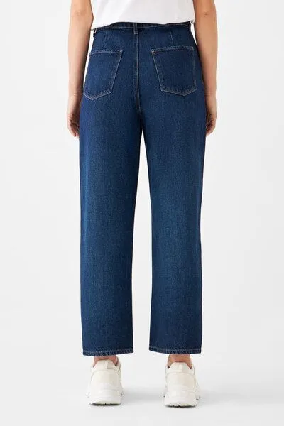 DAWN Damen Jeans Wide Straight Non-Stretch DAWN Bio-Baumwolle, Dark blue, – Produktbild 3 von 4