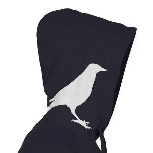 HANDGEDRUCKT HANDGEDRUCKT "Rabenflüsterer" Männer Hoody aus reiner Biobaumwolle (kbA), Navy, – Produktbild 1 von 3