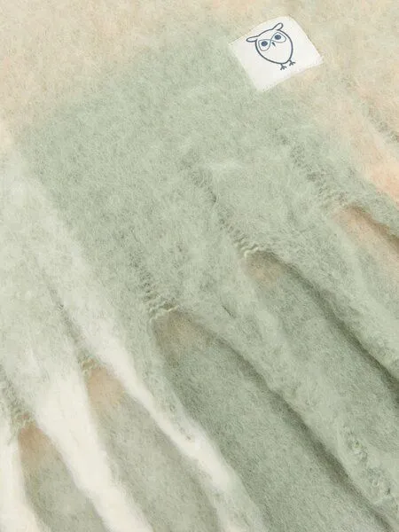 KnowledgeCotton Apparel KnowledgeCotton Apparel Schal Recycled fringe scarf, Light green check, – Produktbild 2 von 2