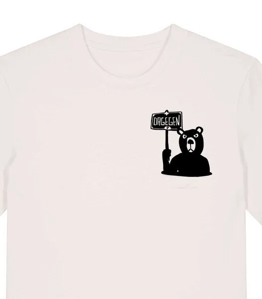 päfjes päfjes Der Bär ist DAGEGEN! Du auch? - Fair Wear Männer Unisex Bio T-Shirt Siebdruck, Vintage white (natur), – Produktbild 2 von 4