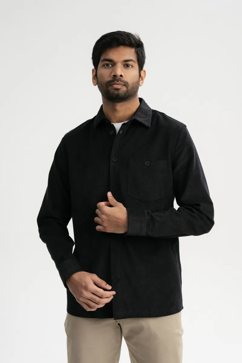 MELA MELA Herren vegan Hemd Nimit Corduroy Schwarz, Schwarz, – Produktbild 2 von 2