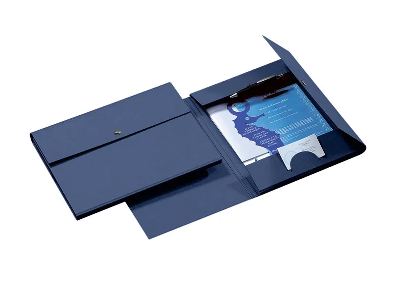 Memo Sammelmappe 'Elegance', blau, A4 mit Flügel u Druckknopfverschluss – Produktbild 1 von 1